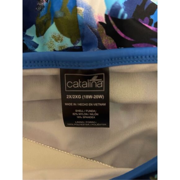 Catalina 1 Piece Tank Swimsuit Women’s Size 2X (18W-20W) Blue Floral Print NWT - Picture 9 of 10